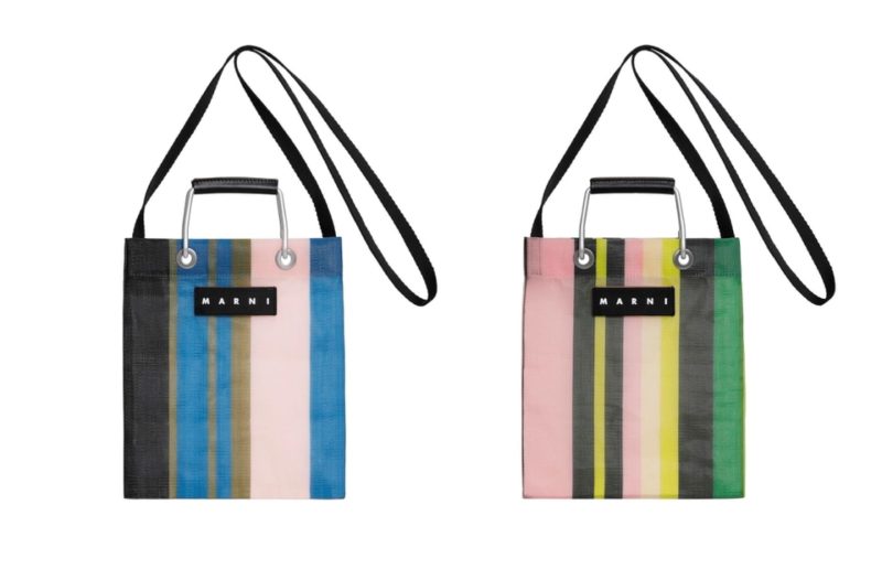 MARNI MARKET ストライプミニショルダーバッグ グリーンブルー