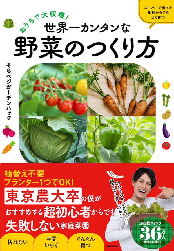 『おうちで大収穫！ 世界一カンタンな野菜のつくり方』そらベジガーデンハック著／KADOKAWA