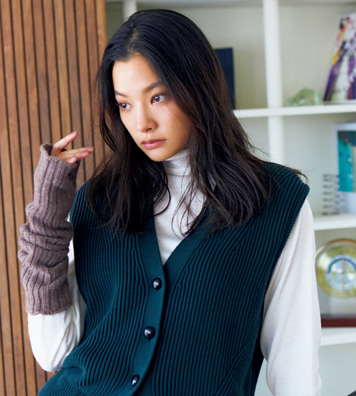 laid.b ニット 最終値 ニット 横リブドルマンプルオーバー ネイビー レディース(M