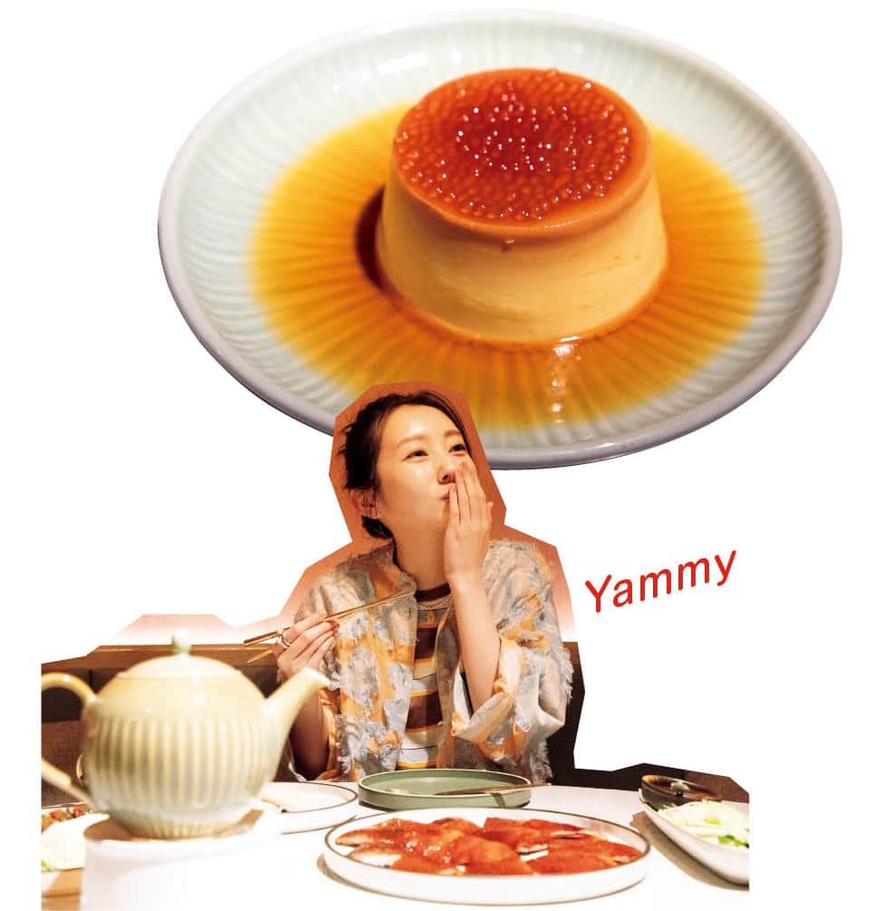 鴨の卵を使ったプリンは数量限定。固めの仕上がりで「ババロアに近い食感」。上にのっているのはタピオカ。