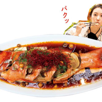 干ししいたけとハタの姿蒸し