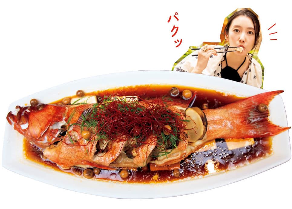 干ししいたけとハタの姿蒸し