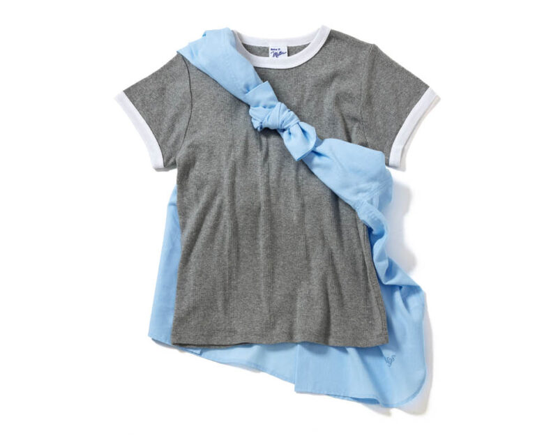 結び目をコンパクトにして脱手抜き感。Tシャツ[２パック、巾着付き]￥8,800（ミラー フォア ジャーナル スタンダード／ジャーナル スタンダード 自由が丘店）シャツ￥4,389（イッカ／コックス）