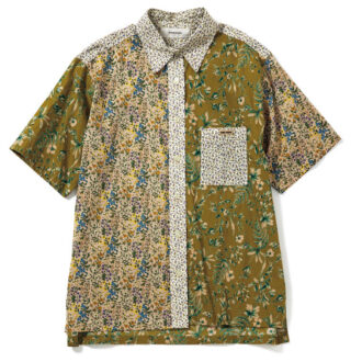 2_襟や袖、身頃をいろんな花柄パターンで切り替えたアーティな一枚。￥36,300（フミエタナカ／ドール）