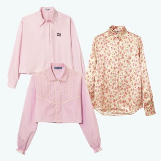 【プラダ、ロエベ、ミュウミュウ】ピンクに花柄……甘めデザインもシャツなら大人っぽくて素敵♡