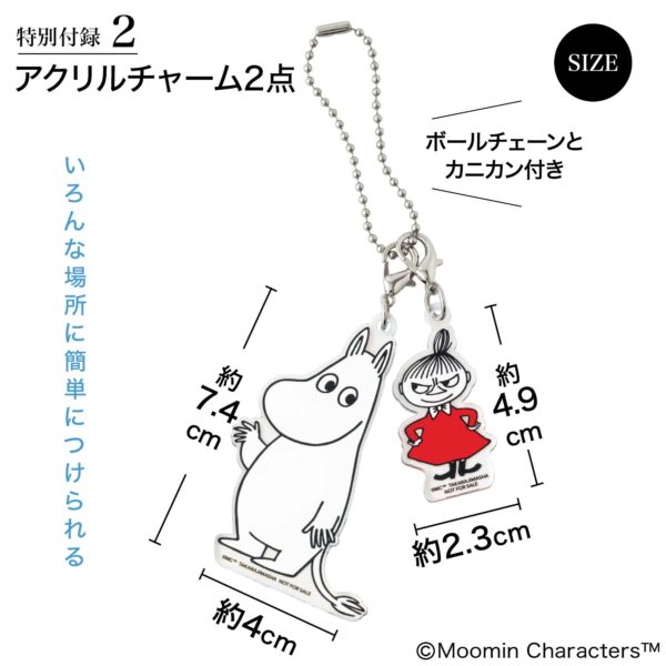InRed 2025年8月・9月合併号 付録【MOOMIN
夏のお出かけにぴったりな
かごバッグ＆チャームセット】 【アクリルチャーム2点】いろんな場所に簡単につけられる。ボールチェーンとカニカン付き