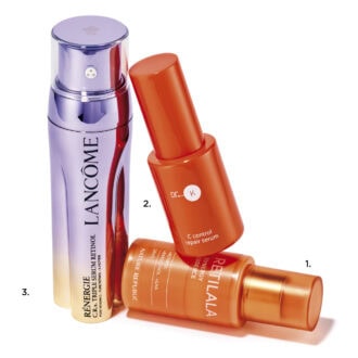 1.ネイチャーリパブリック レチララ 美容液 28mL ¥2,640(ネイチャーリパブリックジャパン) 2.Cコントロールリペアセラム 30mL ¥9,350(ドクターケイ) 3.レネルジー CRX トリプルセラム RT 50mL ¥27,830(ランコム)