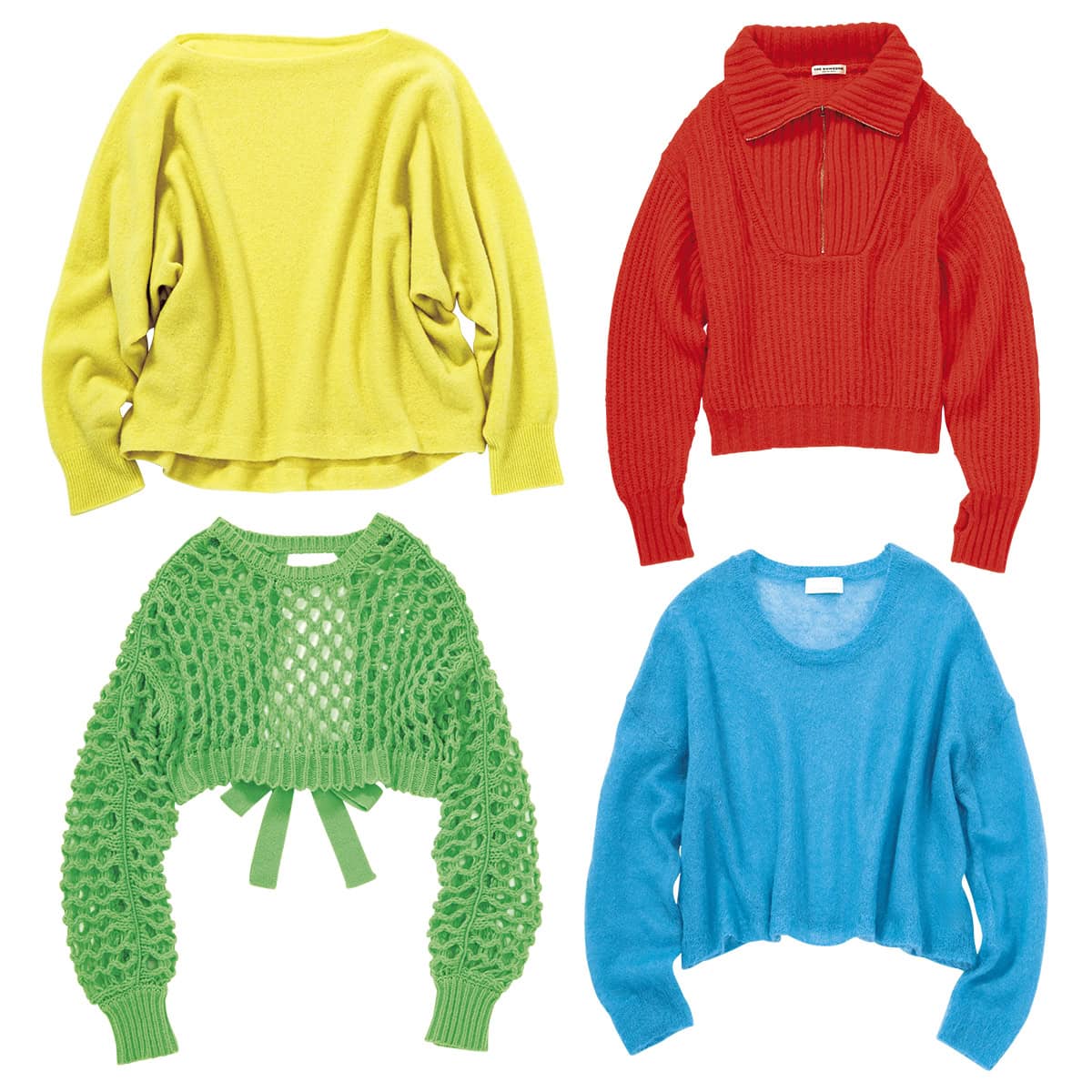 顔周りを明るくする派手色ニット4種