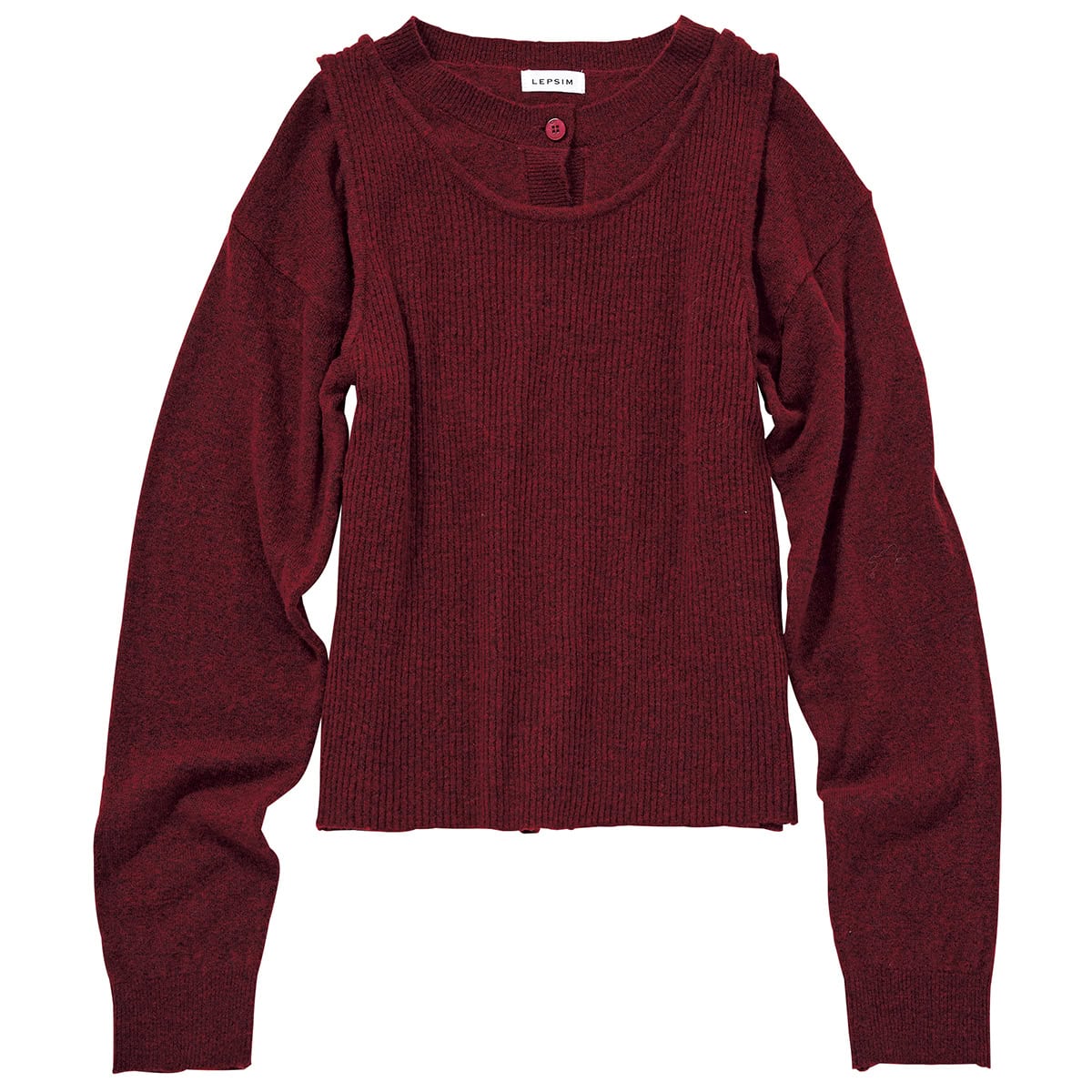 ディープな赤が大人のムード。セットカーディガン￥7,990（レプシィム／アダストリア）