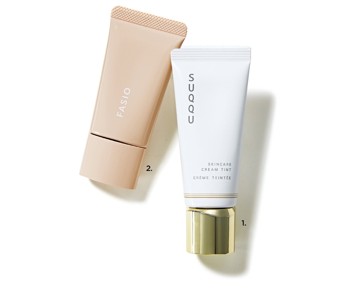 1_スック スキンケア クリーム ティント（スック）　2_ファシオ　BB ティント UVカバー（コーセー）