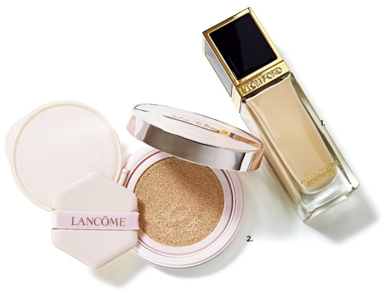 1_アーキテクチャー ラディアンス ハイドレーティング ファンデーション SPF 50+(トム フォード ビューティ) 2_イドル スキン セラム ファインカバー クッション(ランコム)