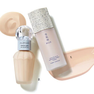 1_雪肌精 BLUE　アウェイクニング マイ トーン プライマー（コーセー）　2_フローレスジェム セラムプライマー（ジルスチュアート　ビューティ）