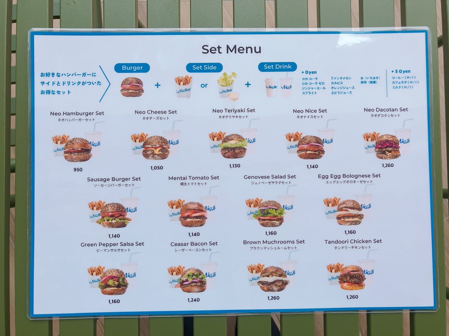 ネオナイスバーガーメニュー