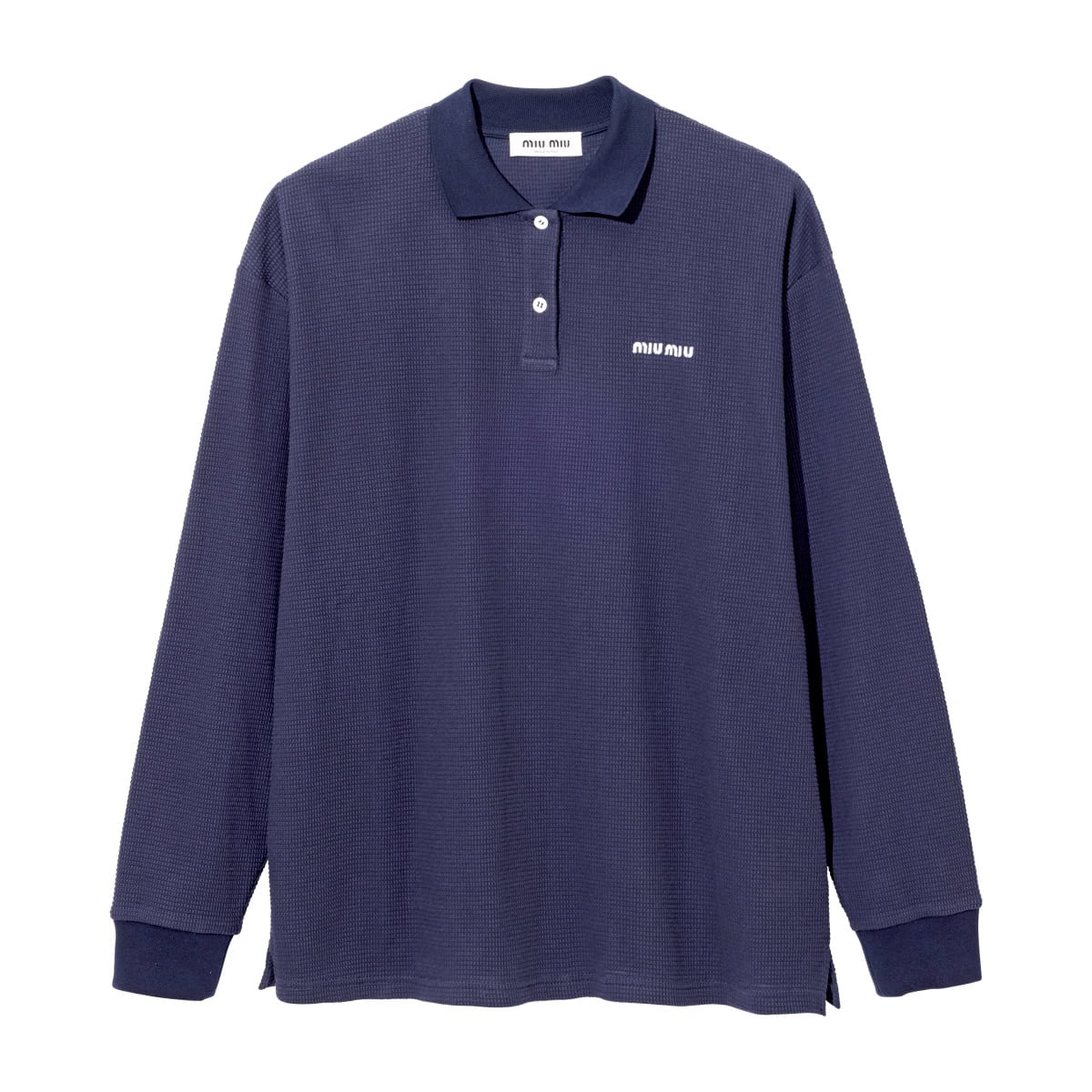 肌当たりのいいジャージーポロシャツ。（ミュウミュウ／ミュウミュウ クライアントサービス）