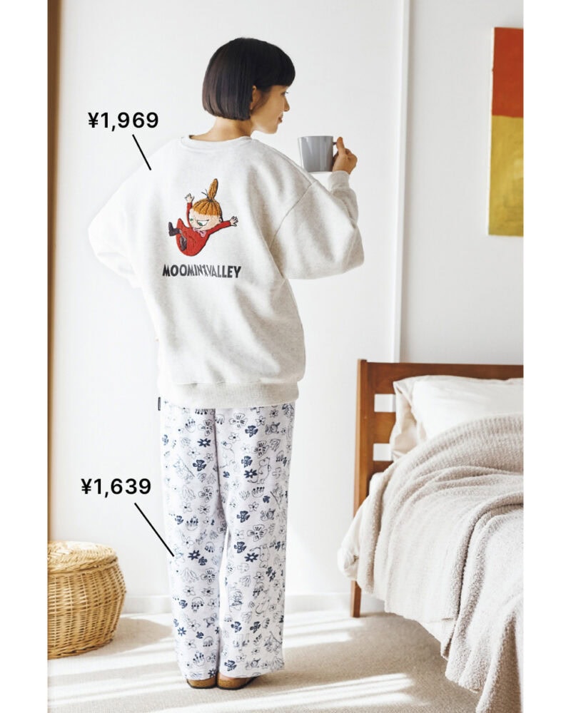 トレーナー¥1,969、パンツ¥1,639（ともにシーズン リーズン バイ リン アンド レッド／しまむら）