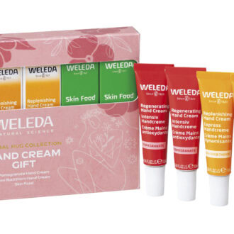 6.ハンドクリーム ギフト ¥2,200〈ざくろ ハンドクリーム、ヒッポファンフルーティ ハンドクリーム、スキンフード 各10mL×2本〉（ヴェレダ・ジャパン・限定発売中）