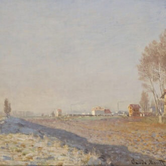 クロード・モネ《コロンブの平原、霜》1873年 油彩/カンヴァス 新 潟県立近代美術館・万代島美術館