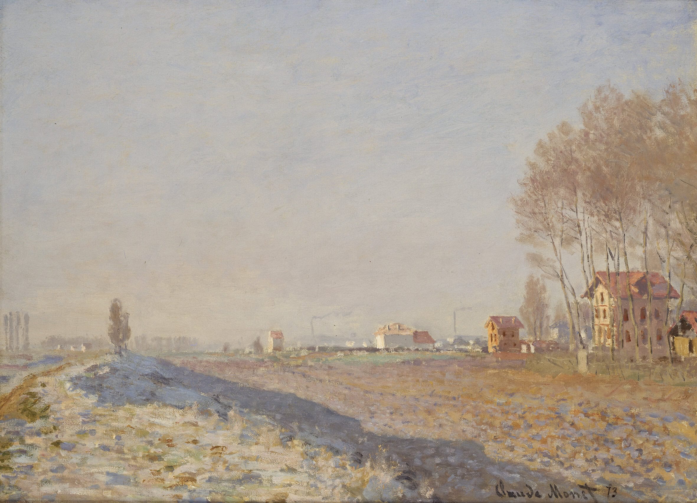 クロード・モネ《コロンブの平原、霜》1873年 油彩/カンヴァス 新 潟県立近代美術館・万代島美術館