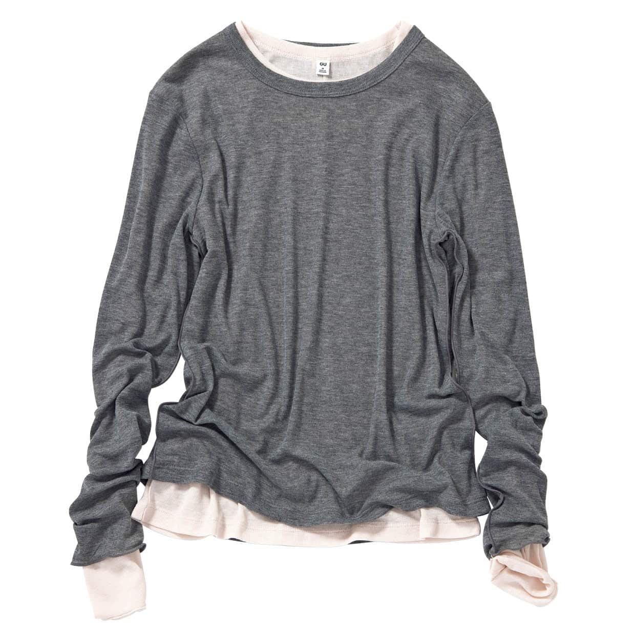 ソフトシアークルーネックロングTシャツ 各￥990（ジーユー）