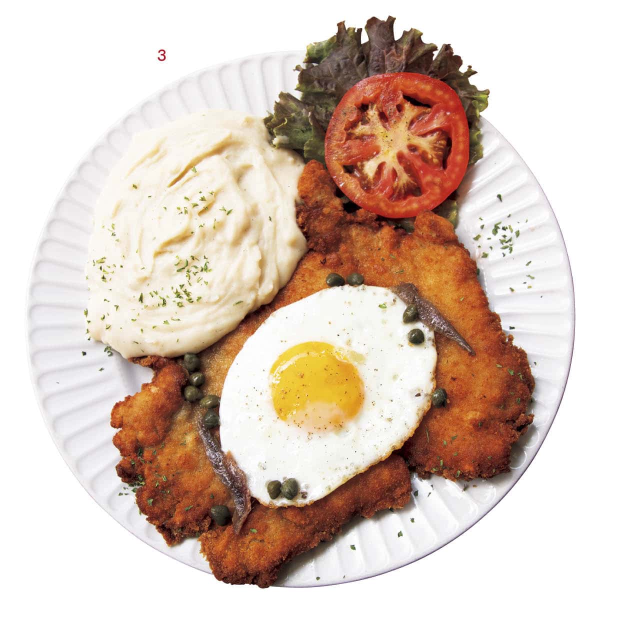 3.ドイツらしいポークシュニッツェル。マッシュポテトもたっぷり(₩24,500)。