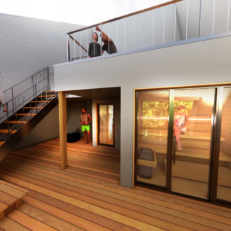 物見櫓をモチーフにしたコテージ「風ノ庵（かぜのいおり）」プライベートサウナイメージ