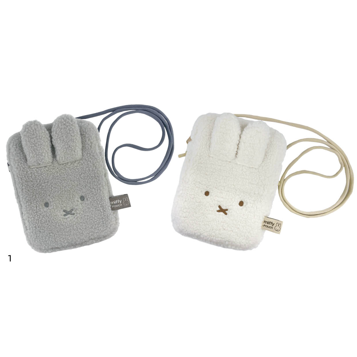 1.スマホがすっぽり入るサイズのショルダーポーチ。冬のお洒落にぴったりなモコモコ仕様。どっとポーチ ミッフィー ショルダーショート［H19.5×W14.5×D3］ 各¥1,870（アイアップ／アイアップ公式オンラインショップ）