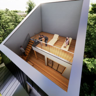 物見櫓をモチーフにしたコテージ「風ノ庵（かぜのいおり）」内観イメージ