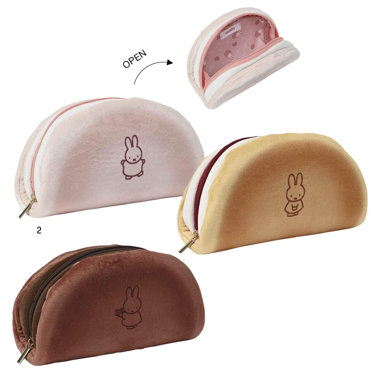 2.まるでクリームサンドのようなふわふわな生地がたまらない。クリームサンドポーチ［H10×W18×D7］ 各¥2,970（クツワ／BSS）