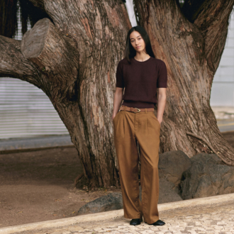 リネンブレンドストレートパンツ￥4,990