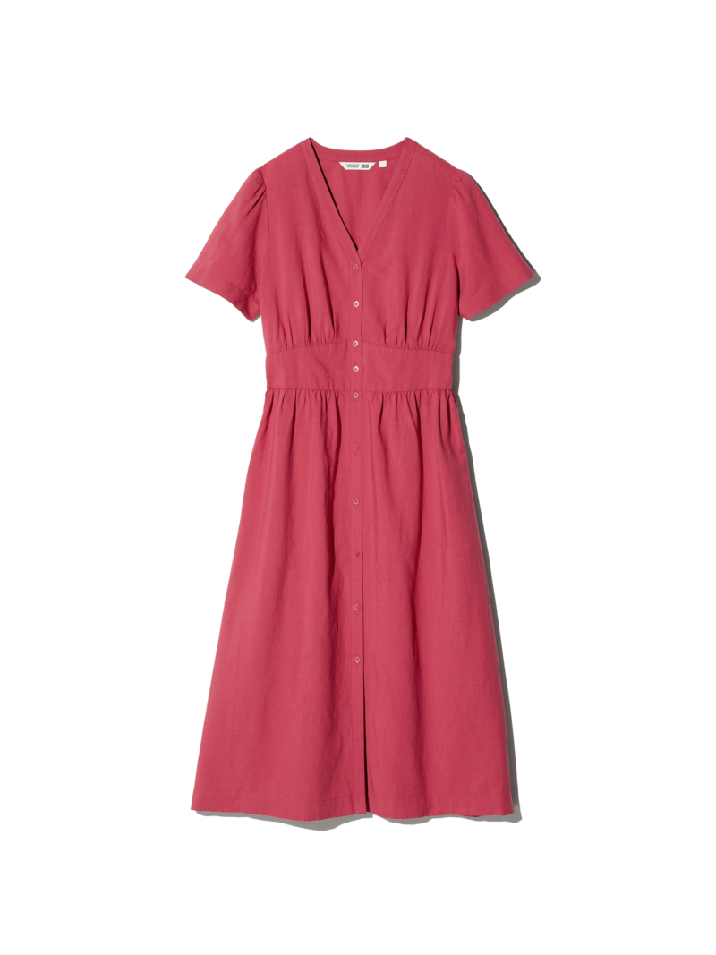 リネンブレンドVネックワンピース￥5,990