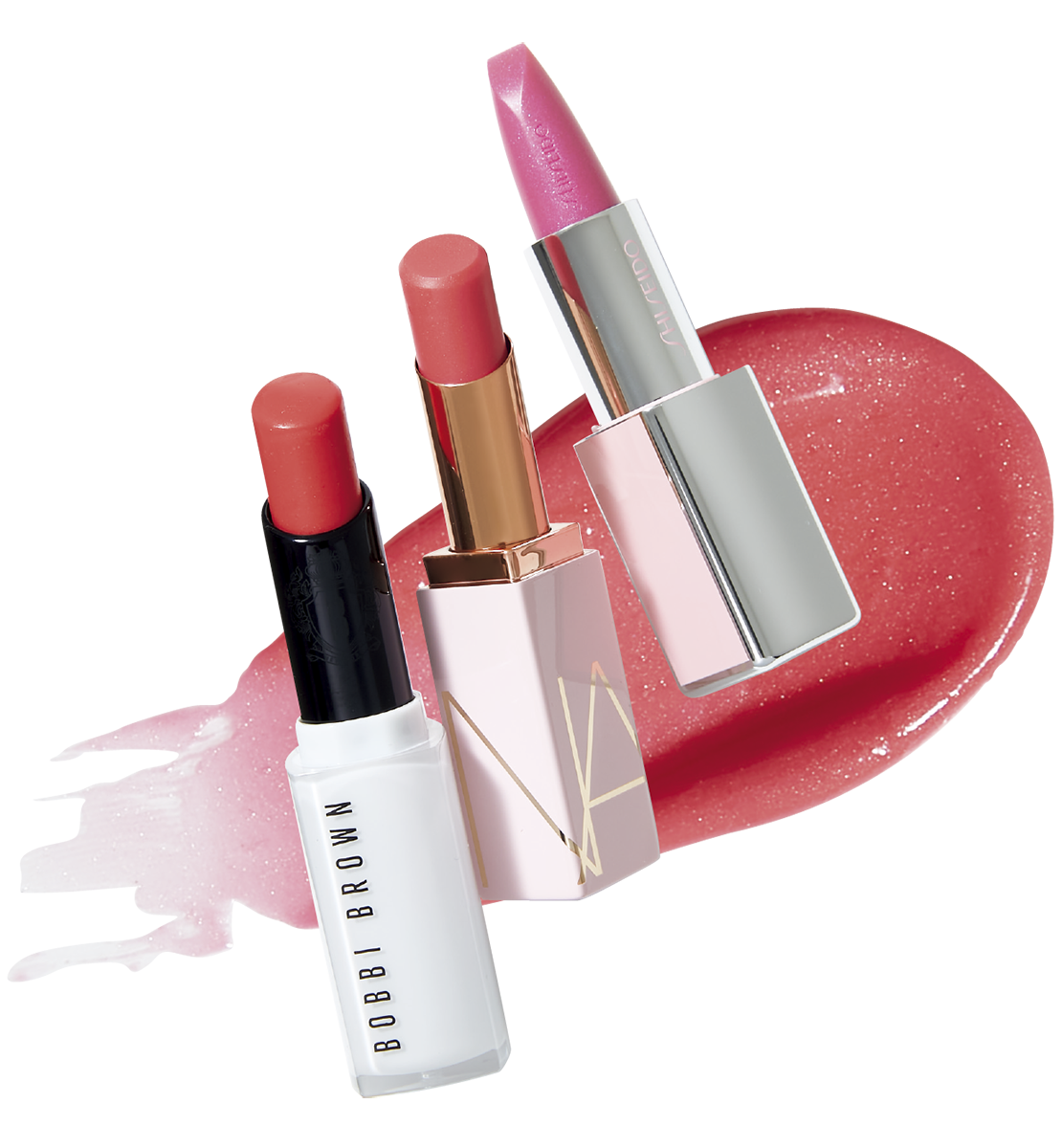 1.テクノサテン ジェル リップスティック LE02（SHISEIDO・限定） 2.アフターグロー リップバーム N 777（NARS JAPAN） 3.エクストラ リップ ティンテッド バーム 207（ボビイ ブラウン）