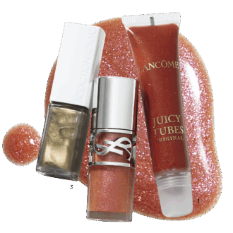 1.ジューシー チューブ 16（ランコム）　2.YSL ラブシャイン グロスプランパー 12（イヴ・サンローラン・ボーテ）　3.ザ リップグロス 008 Jade Serenity（アディクション ビューティ）