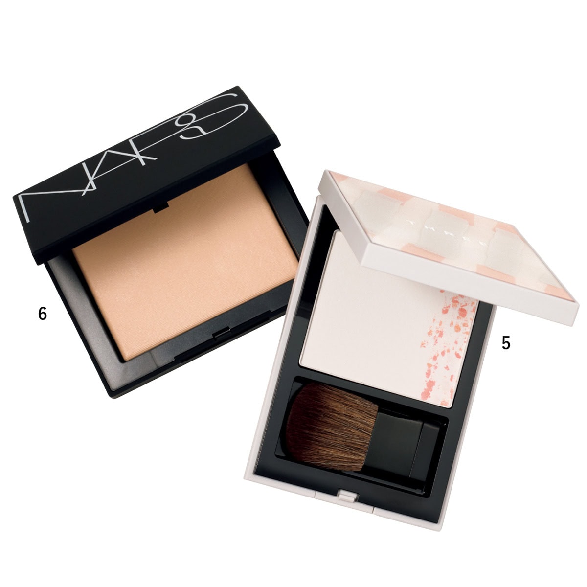 5.THREE セイクリッドスペース フェイスパウダー（THREE・限定品）　6.NARS ライトリフレクティングセッティングパウダー プレスト N05555（NARS JAPAN）