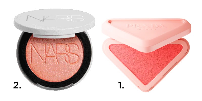 1.プラダ タッチ O86（プラダ ビューティ）　2.ライトリフレクティング ルミナイジングブラッシュ 04858（NARS JAPAN）