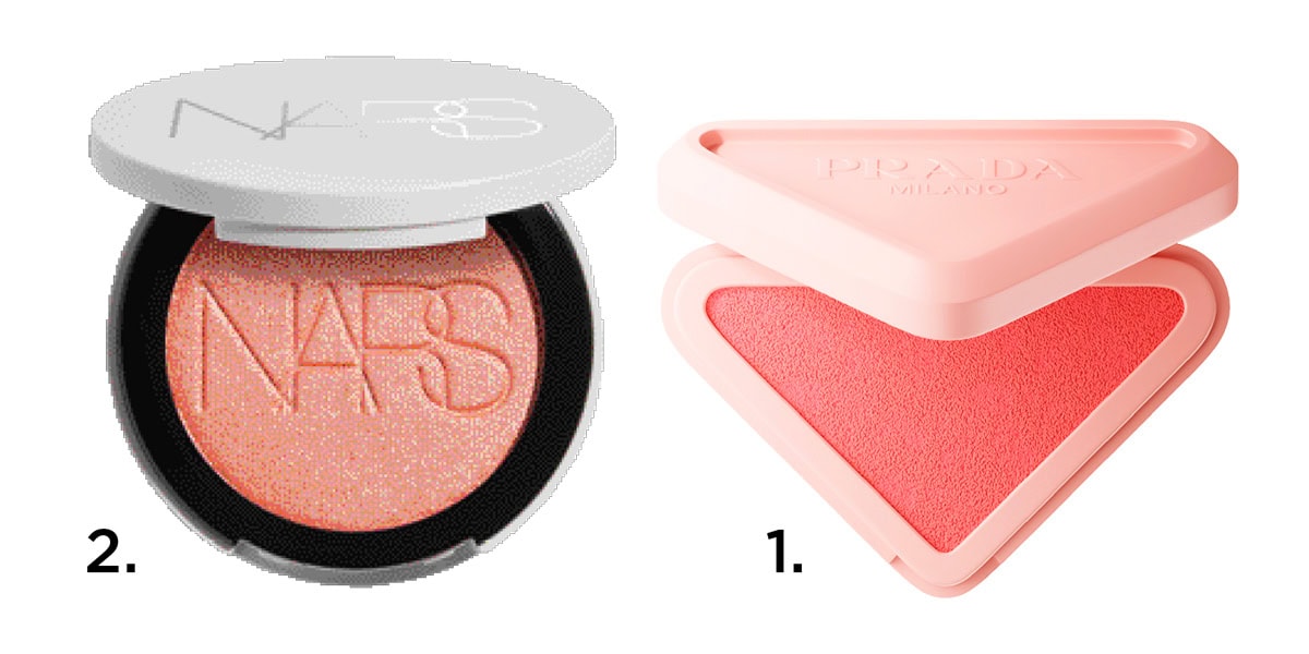 1.プラダ タッチ O86（プラダ ビューティ）　2.ライトリフレクティング ルミナイジングブラッシュ 04858（NARS JAPAN）