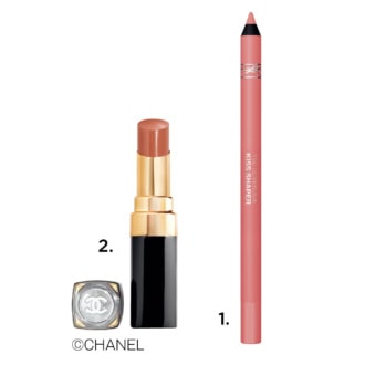 1.YSL ラブヌード リップ シェイパー 44（イヴ・サンローラン・ボーテ）　2.ルージュ ココ フラッシュ 280（シャネル）