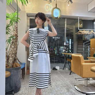 【30代スナップ】HYKEのワンピは“さらっと１枚“で。モードを意識した 夏のモノトーンスタイル