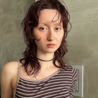 30代ヘアスタイル、マレットウルフ、vetica、正面