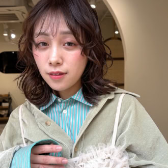 30代ヘアスタイル、ゆるパーマボブ、ElEn.