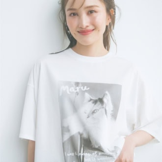 白T×青みローズリップ モデル=百田夏菜子 Tシャツ(ザ ポーズ/ウィム ガゼット ルミネ新宿店) パンツ(シーニュ) 頭に巻いたスカーフ(マニプリ)