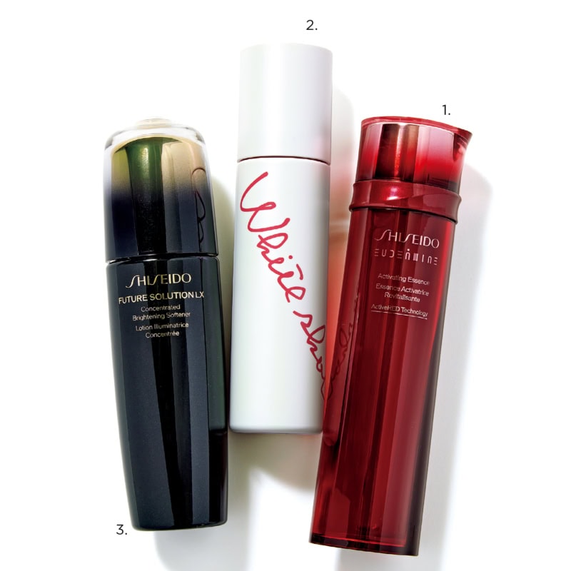 1_オイデルミン エッセンスローション（SHISEIDO）　2_ホワイトショット クリアスキンローション（ポーラ） 3_フューチャーソリューション LX コンセントレイティッド ブライトニングソフナー（SHISEIDO）